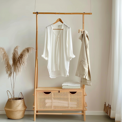 Wabi-sabi style wicker bedside table, homestay hotel model room decorative items, Zen-like Japanese and Chinese retro style - Image 4
