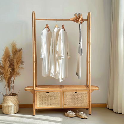 Wabi-sabi style wicker bedside table, homestay hotel model room decorative items, Zen-like Japanese and Chinese retro style - Image 3