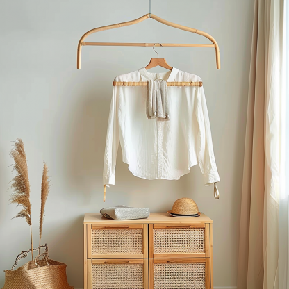 Wabi-sabi style wicker floor-standing coat rack for homestays and hotels, decorative items for model rooms, Zen, Japanese and Chinese retro styles - Image 2