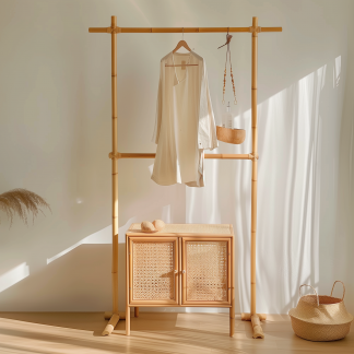 Bedroom clothes hanger, household solid wood secondary clean clothes and hat drying rack, simple second-hand clothes storage rack