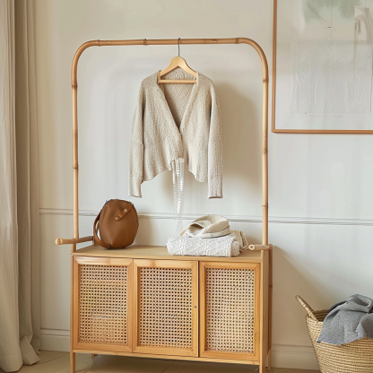 Modern and simple decorative bedside table, living room coat rack cabinet, storage cabinet, bedside cabinet with dirty clothes - Image 4