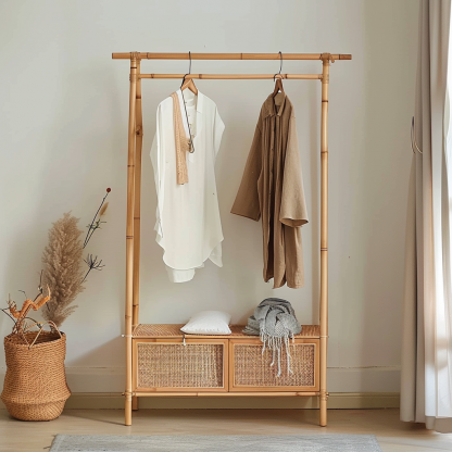 Modern and simple decorative bedside table, living room coat rack cabinet, storage cabinet, bedside cabinet with dirty clothes - Image 2