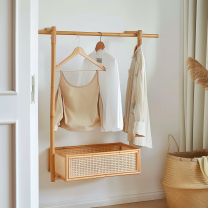 Bedroom clothes hanger, household solid wood secondary clean clothes and hat drying rack, simple second-hand clothes storage rack - Image 2
