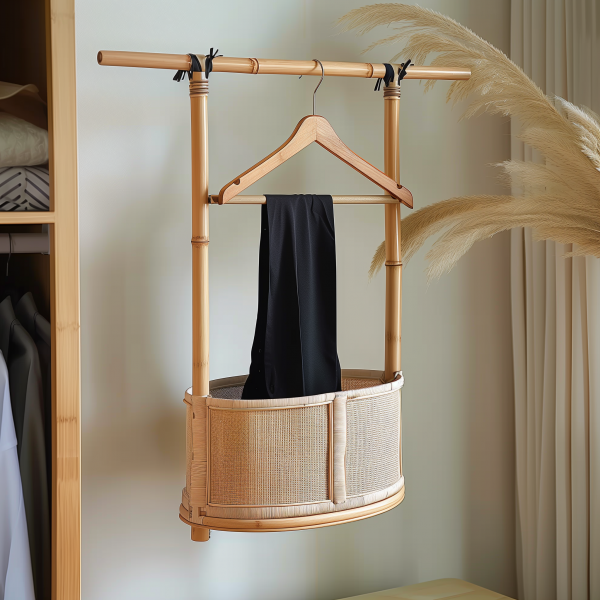 A floor-to-ceiling, space-saving, open, movable iron rack for storing clothes at the bedside in the bedroom - 图片 4