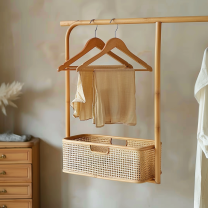 Wabi-sabi style wicker bedside table, homestay hotel model room decorative items, Zen-like Japanese and Chinese retro style - Image 2