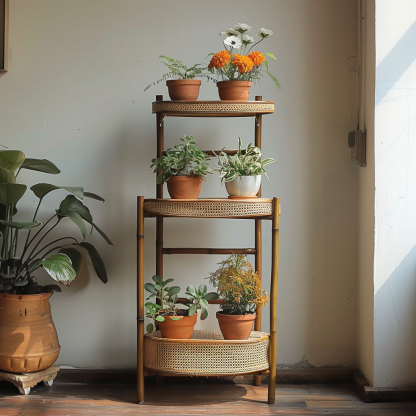 Anti-corrosion wood flower stand, balcony plant display stand, flower stand, living room floor-standing folding succulent flower pot stand - Image 9