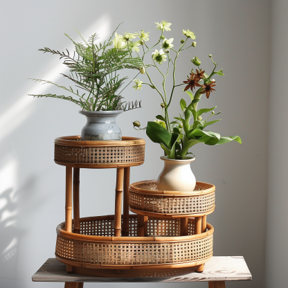 Japanese-style rattan dining chair, living room home casual chair, simple backrest chair, living room hand-woven ins25 years old - Image 2