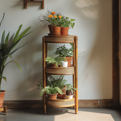 Pure handcrafted bamboo woven storage rack, multi-layer Nan bamboo tea drying rack, bamboo product winnowing basket, bamboo rack, hot pot rack, tripod - Image 9