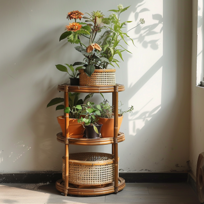 Anti-corrosion wood flower stand, balcony plant display stand, flower stand, living room floor-standing folding succulent flower pot stand - Image 8