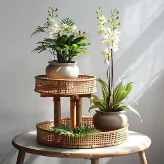 Preferred flower POTS, bamboo woven flower stands, flower baskets, living room floor-standing B-style bonsai, green plant shelves, balcony succulents and green plants.