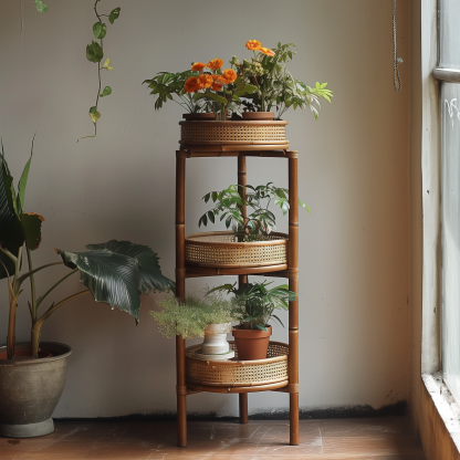 Pure handcrafted bamboo woven storage rack, multi-layer Nan bamboo tea drying rack, bamboo product winnowing basket, bamboo rack, hot pot rack, tripod - Image 7