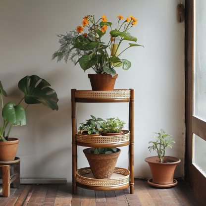 Anti-corrosion wood flower stand, balcony plant display stand, flower stand, living room floor-standing folding succulent flower pot stand - Image 4