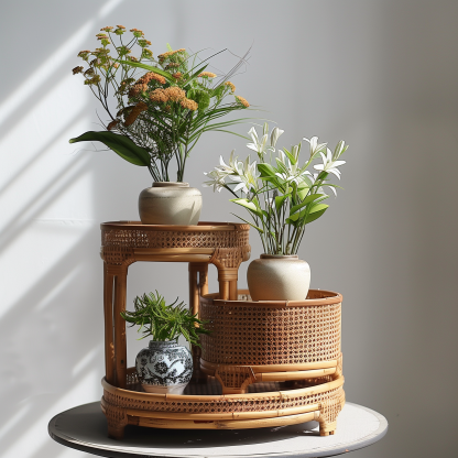 Japanese-style rattan dining chair, living room home casual chair, simple backrest chair, living room hand-woven ins25 years old - Image 6