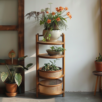 Ironwork flower stand, balcony, indoor bay window for storage, living room, creative succulents, green vines, floor-standing to save space, multi-layered flower pot stand - Image 5