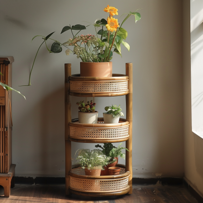 Pure handcrafted bamboo woven storage rack, multi-layer Nan bamboo tea drying rack, bamboo product winnowing basket, bamboo rack, hot pot rack, tripod - Image 3
