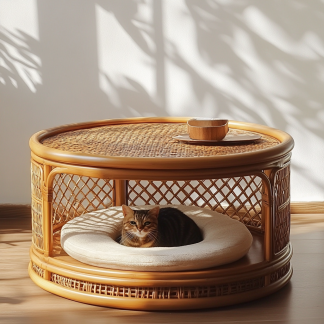 Pet bed, wicker dog bed, cat bed, American-style retro solid wood animal house furniture, Teddy Bichon Frise dog mattress