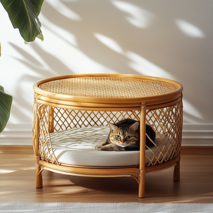 Wabi-sabi style solid wood wicker coffee table, modern and simple Japanese style, wabi-sabi style, retro, original solid wood wicker round - Image 7
