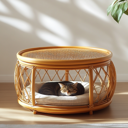Wabi-sabi style solid wood wicker coffee table, modern and simple Japanese style, wabi-sabi style, retro, original solid wood wicker round - Image 7