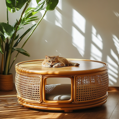 Pet bed, wicker dog bed, cat bed, American-style retro solid wood animal house furniture, Teddy Bichon Frise dog mattress - Image 8
