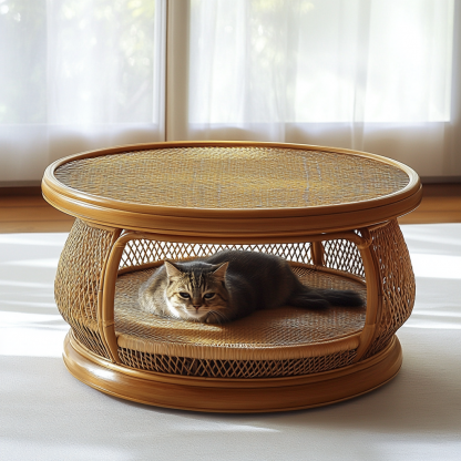 Pet bed, wicker dog bed, cat bed, American-style retro solid wood animal house furniture, Teddy Bichon Frise dog mattress - Image 9
