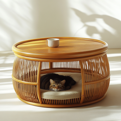 Pet bed, wicker dog bed, cat bed, American-style retro solid wood animal house furniture, Teddy Bichon Frise dog mattress - Image 8