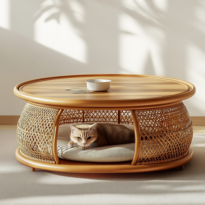 Pet bed, wicker dog bed, cat bed, American-style retro solid wood animal house furniture, Teddy Bichon Frise dog mattress - Image 8