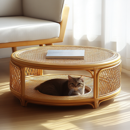 Pet bed, wicker dog bed, cat bed, American-style retro solid wood animal house furniture, Teddy Bichon Frise dog mattress - Image 7