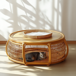 Pet bed, wicker dog bed, cat bed, American-style retro solid wood animal house furniture, Teddy Bichon Frise dog mattress
