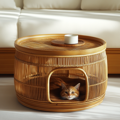 Pet bed, wicker dog bed, cat bed, American-style retro solid wood animal house furniture, Teddy Bichon Frise dog mattress - Image 7