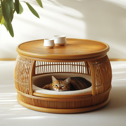 Pet bed, wicker dog bed, cat bed, American-style retro solid wood animal house furniture, Teddy Bichon Frise dog mattress - Image 6