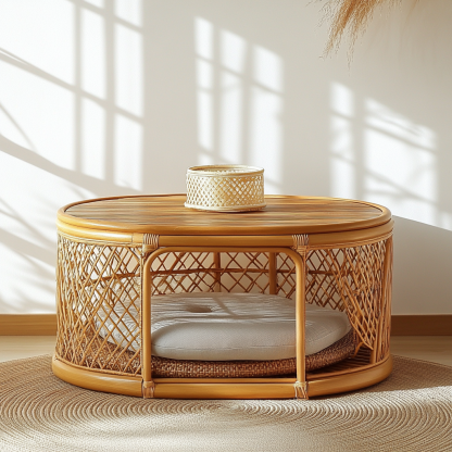 Pet bed, wicker dog bed, cat bed, American-style retro solid wood animal house furniture, Teddy Bichon Frise dog mattress - Image 8