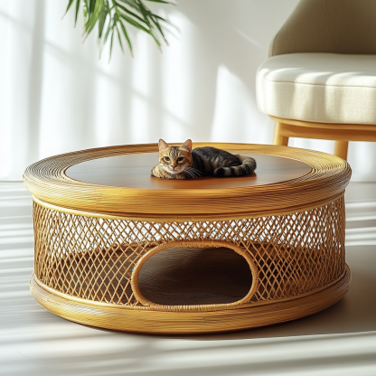 Pet bed, wicker dog bed, cat bed, American-style retro solid wood animal house furniture, Teddy Bichon Frise dog mattress - Image 6