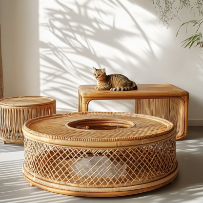 Pet bed, wicker dog bed, cat bed, American-style retro solid wood animal house furniture, Teddy Bichon Frise dog mattress - Image 9