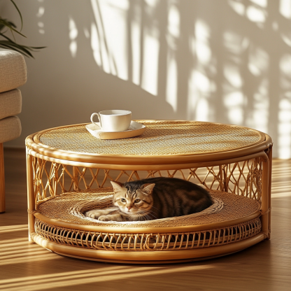 Pet bed, wicker dog bed, cat bed, American-style retro solid wood animal house furniture, Teddy Bichon Frise dog mattress - Image 6