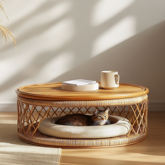 Pet bed, wicker dog bed, cat bed, American-style retro solid wood animal house furniture, Teddy Bichon Frise dog mattress