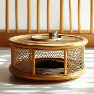 Pet bed, wicker dog bed, cat bed, American-style retro solid wood animal house furniture, Teddy Bichon Frise dog mattress