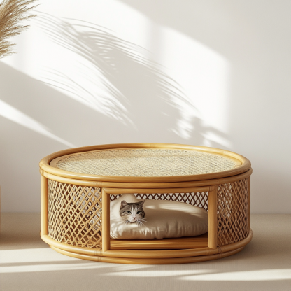 Wabi-sabi style solid wood wicker coffee table, modern and simple Japanese style, wabi-sabi style, retro, original solid wood wicker round - Image 2