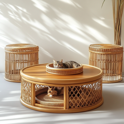Pet bed, wicker dog bed, cat bed, American-style retro solid wood animal house furniture, Teddy Bichon Frise dog mattress - Image 8