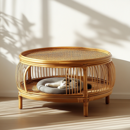 Pet bed, wicker dog bed, cat bed, American-style retro solid wood animal house furniture, Teddy Bichon Frise dog mattress - Image 8