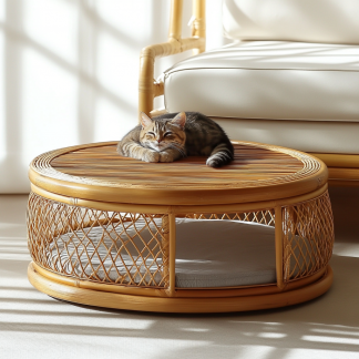 Pet bed, wicker dog bed, cat bed, American-style retro solid wood animal house furniture, Teddy Bichon Frise dog mattress