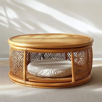 Pet bed, wicker dog bed, cat bed, American-style retro solid wood animal house furniture, Teddy Bichon Frise dog mattress - Image 5