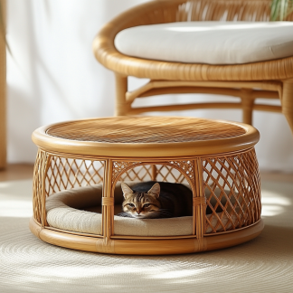 Pet bed, wicker dog bed, cat bed, American-style retro solid wood animal house furniture, Teddy Bichon Frise dog mattress