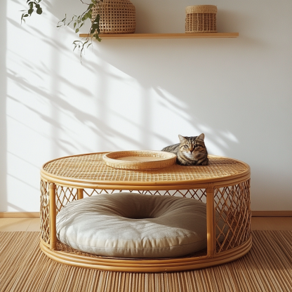 Pet bed, wicker dog bed, cat bed, American-style retro solid wood animal house furniture, Teddy Bichon Frise dog mattress - Image 8