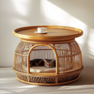 Pet bed, wicker dog bed, cat bed, American-style retro solid wood animal house furniture, Teddy Bichon Frise dog mattress