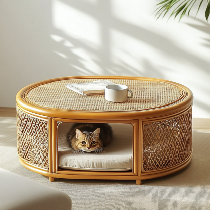 Pet bed, wicker dog bed, cat bed, American-style retro solid wood animal house furniture, Teddy Bichon Frise dog mattress - Image 8