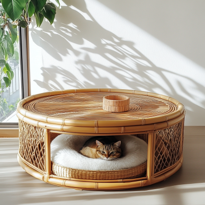 Pet bed, wicker dog bed, cat bed, American-style retro solid wood animal house furniture, Teddy Bichon Frise dog mattress - Image 7