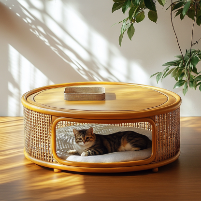 Pet bed, wicker dog bed, cat bed, American-style retro solid wood animal house furniture, Teddy Bichon Frise dog mattress - Image 6