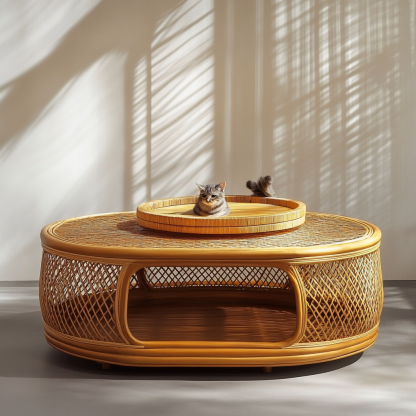 Pet bed, wicker dog bed, cat bed, American-style retro solid wood animal house furniture, Teddy Bichon Frise dog mattress - Image 8