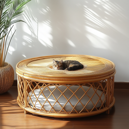 Pet bed, wicker dog bed, cat bed, American-style retro solid wood animal house furniture, Teddy Bichon Frise dog mattress - Image 7