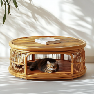 Pet bed, wicker dog bed, cat bed, American-style retro solid wood animal house furniture, Teddy Bichon Frise dog mattress